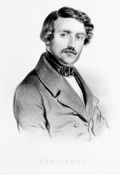 Portret van Gaetano Donizetti (1797-1848) Italiaanse componist, gegraveerd door F. Boger door Carel Christian Anthony Last